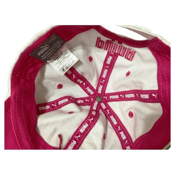 Puma White & Pink Youth Adjustable SnapBack Baseball Cap One Size Hat - Picture 6 of 10